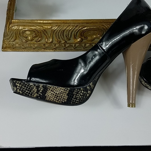 Madden Girl, black, taupe and reptile platforms - Picture 8 of 14